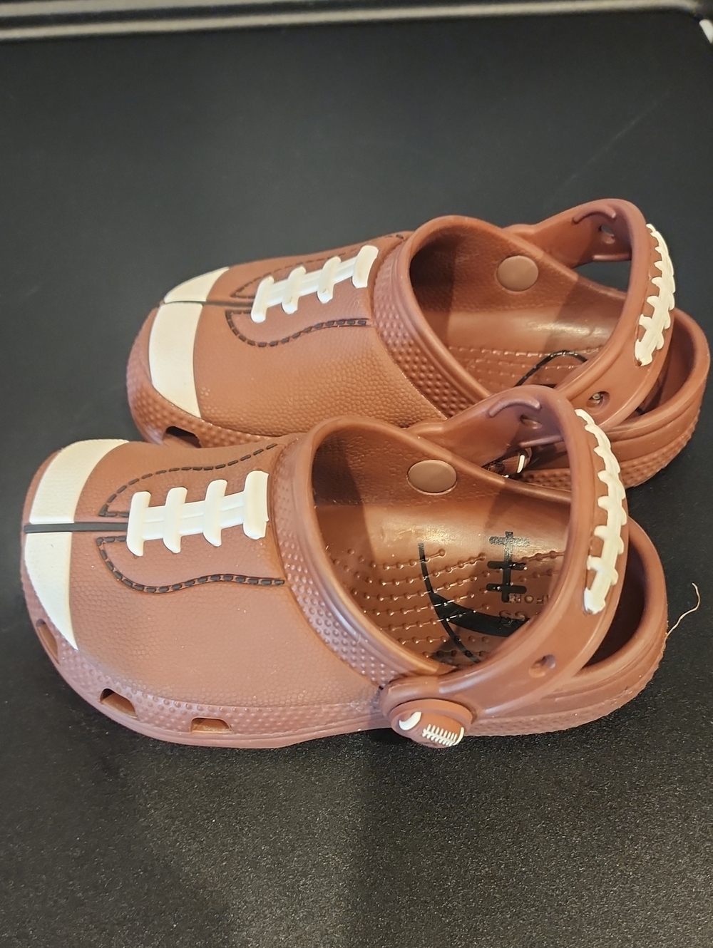 Kids Football-Themed Slip-On Clogs in Brown